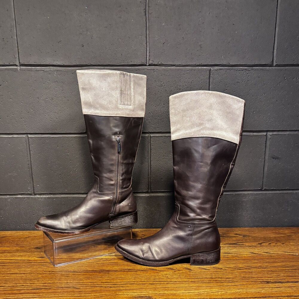 Kenneth Cole Rebellious Brown Leather Knee High Riding Boots Women’s 9.5